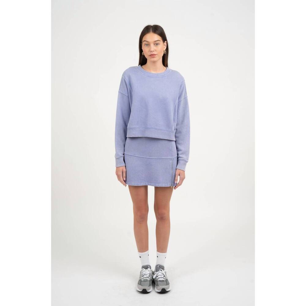 NEW ELLE GREY flare crewneck top and elastic waist skirt set in lavender